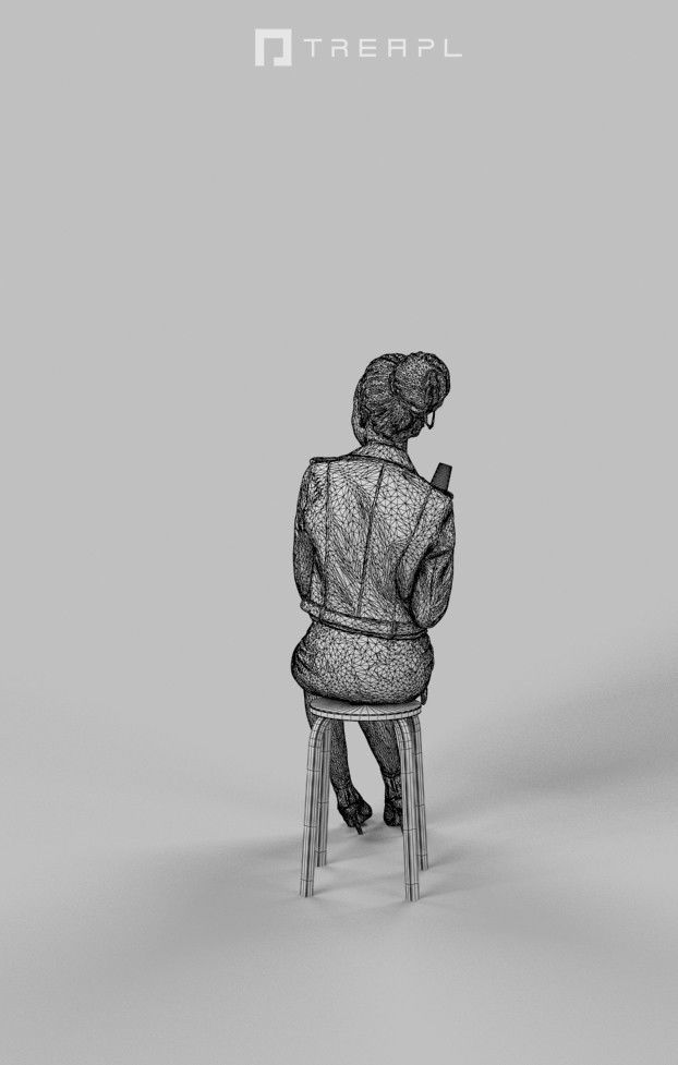 3d people crowds and a foreground May champagne sitting woman  3D Model Collection_19