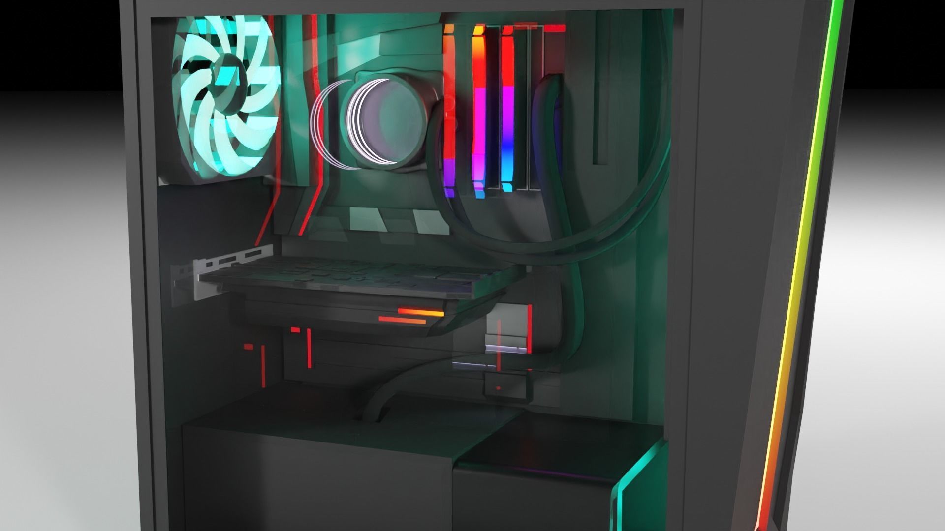 Simplistic Gaming PC Low-poly 3D model_5