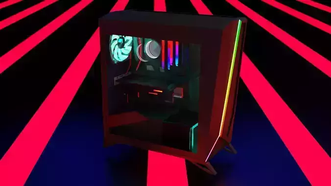 Simplistic Gaming PC Low-poly 3D model