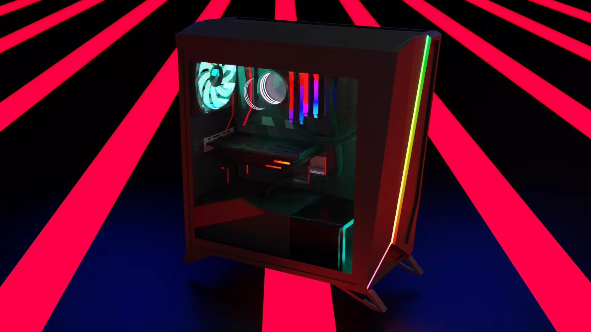 Simplistic Gaming PC Low-poly 3D model_0