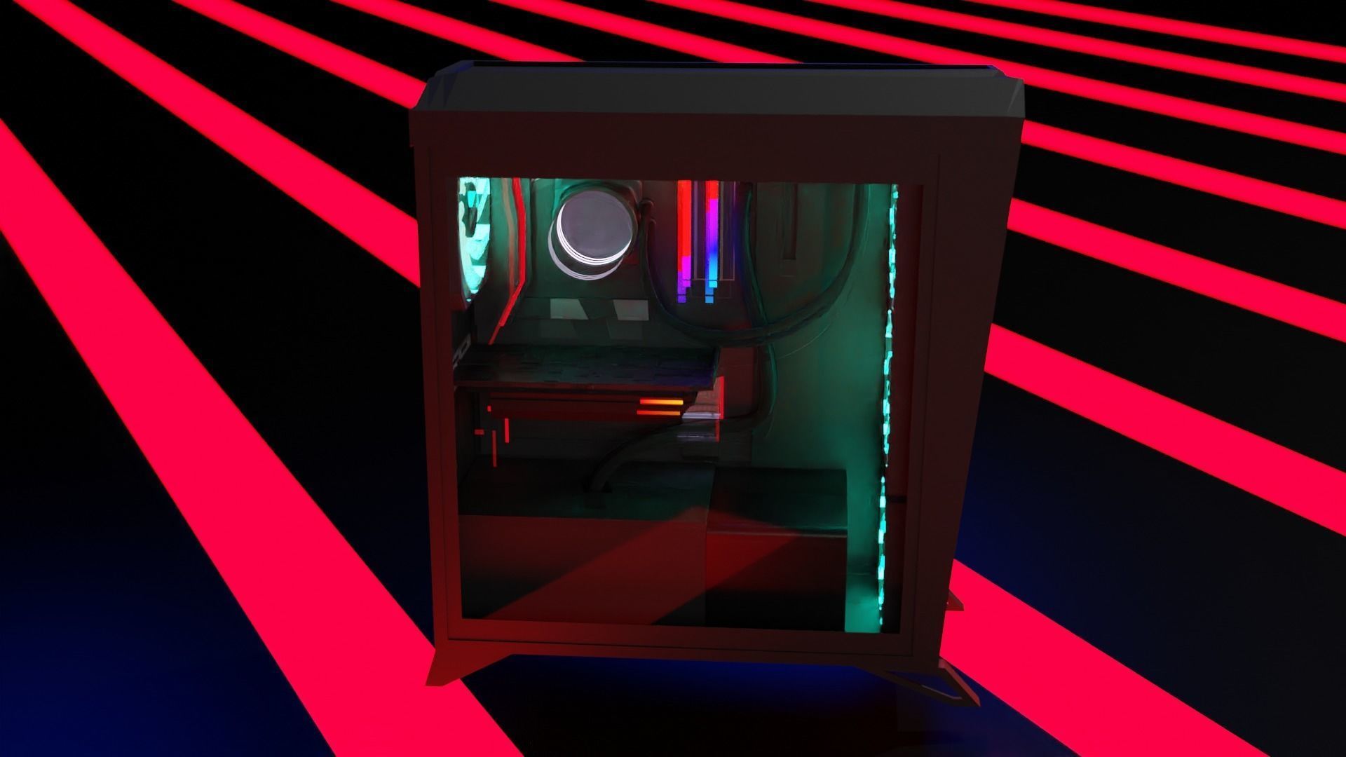 Simplistic Gaming PC Low-poly 3D model_2