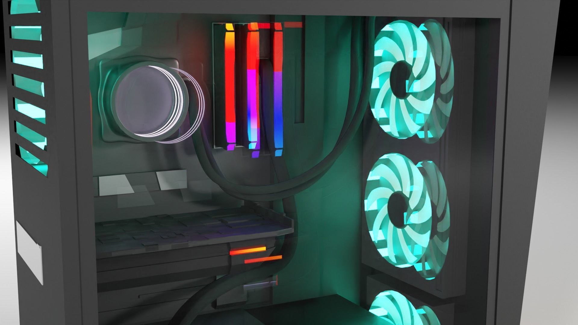 Simplistic Gaming PC Low-poly 3D model_4