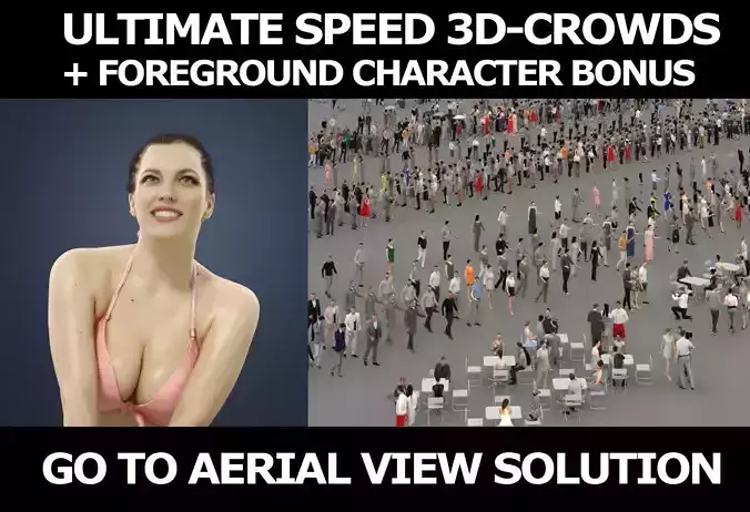 3d people crowds and a foreground Dream beach volleyball woman   3D Model Collection