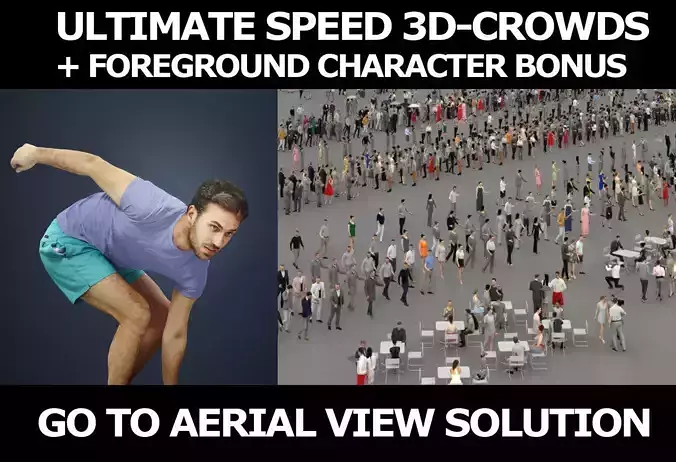 3d people crowds and a foreground skateboard Flow sport man  3D Model Collection