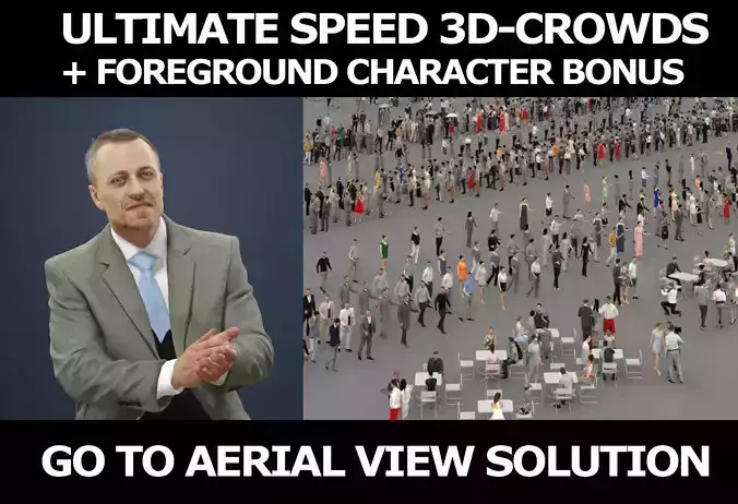 3d crowds and foreground Fortitude clapping sitting business man 3D Model Collection
