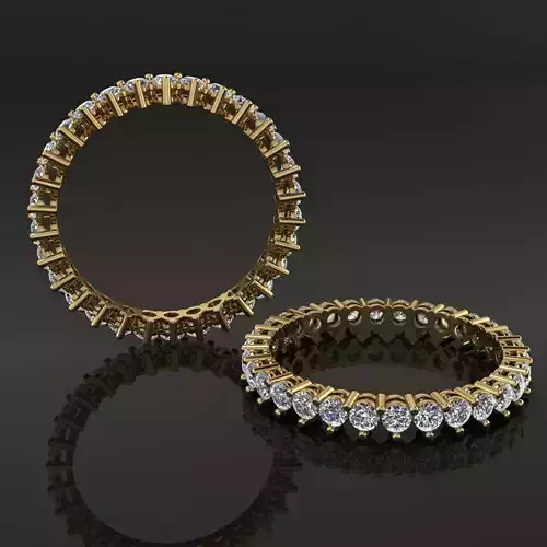 Double Basket 3 Prong Diamond Infinity 2mm Band Mix Size