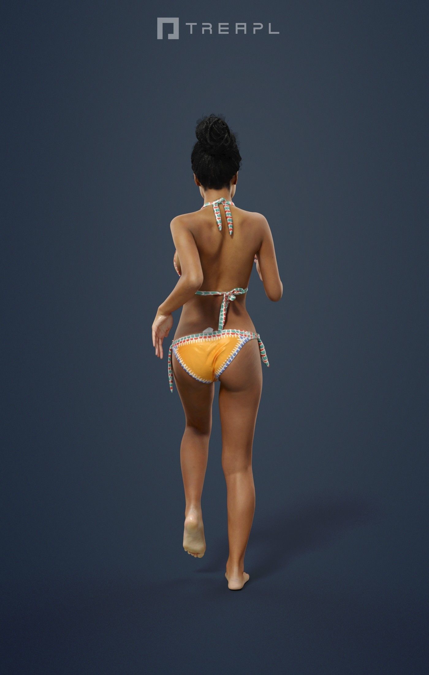 3d crowds and a foreground sports beach May running woman 3D Model Collection_21