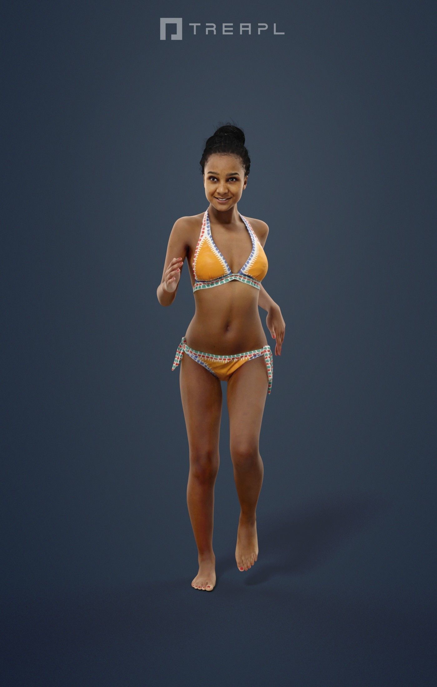 3d crowds and a foreground sports beach May running woman 3D Model Collection_20