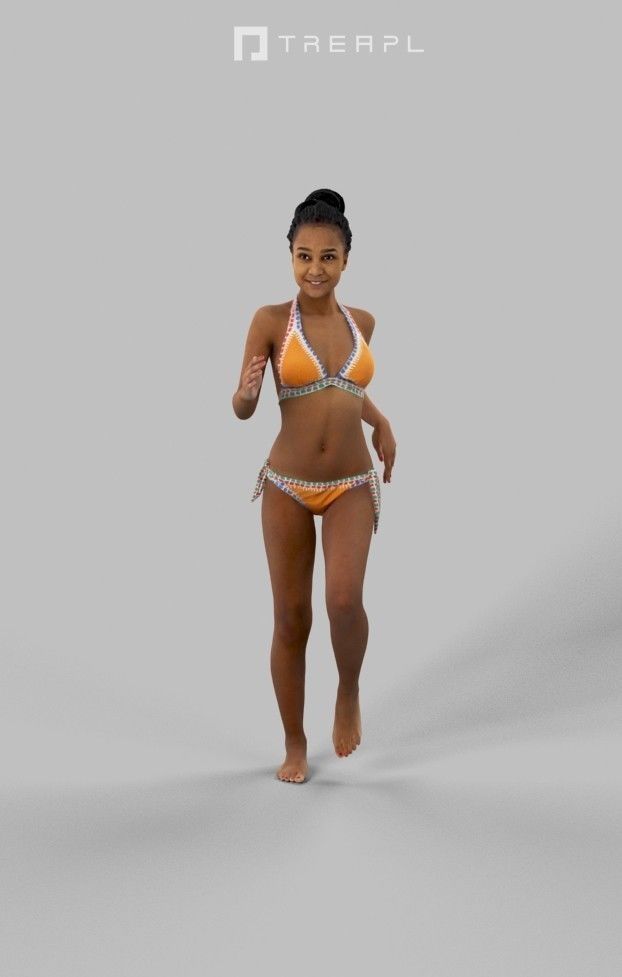 3d crowds and a foreground sports beach May running woman 3D Model Collection_13