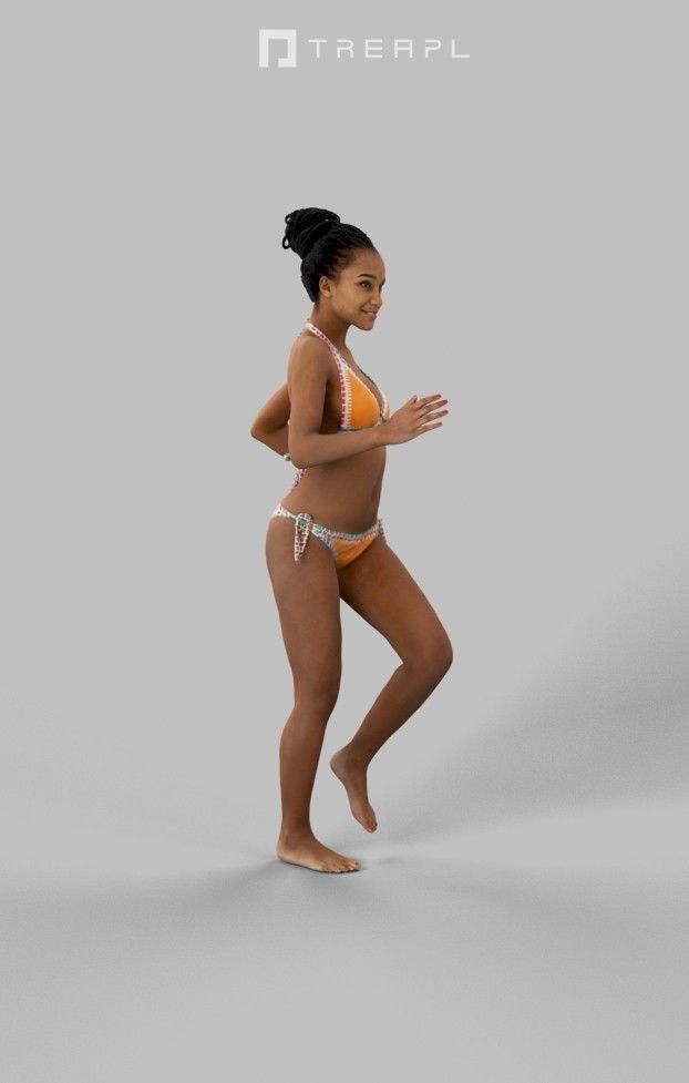 3d crowds and a foreground sports beach May running woman 3D Model Collection_12