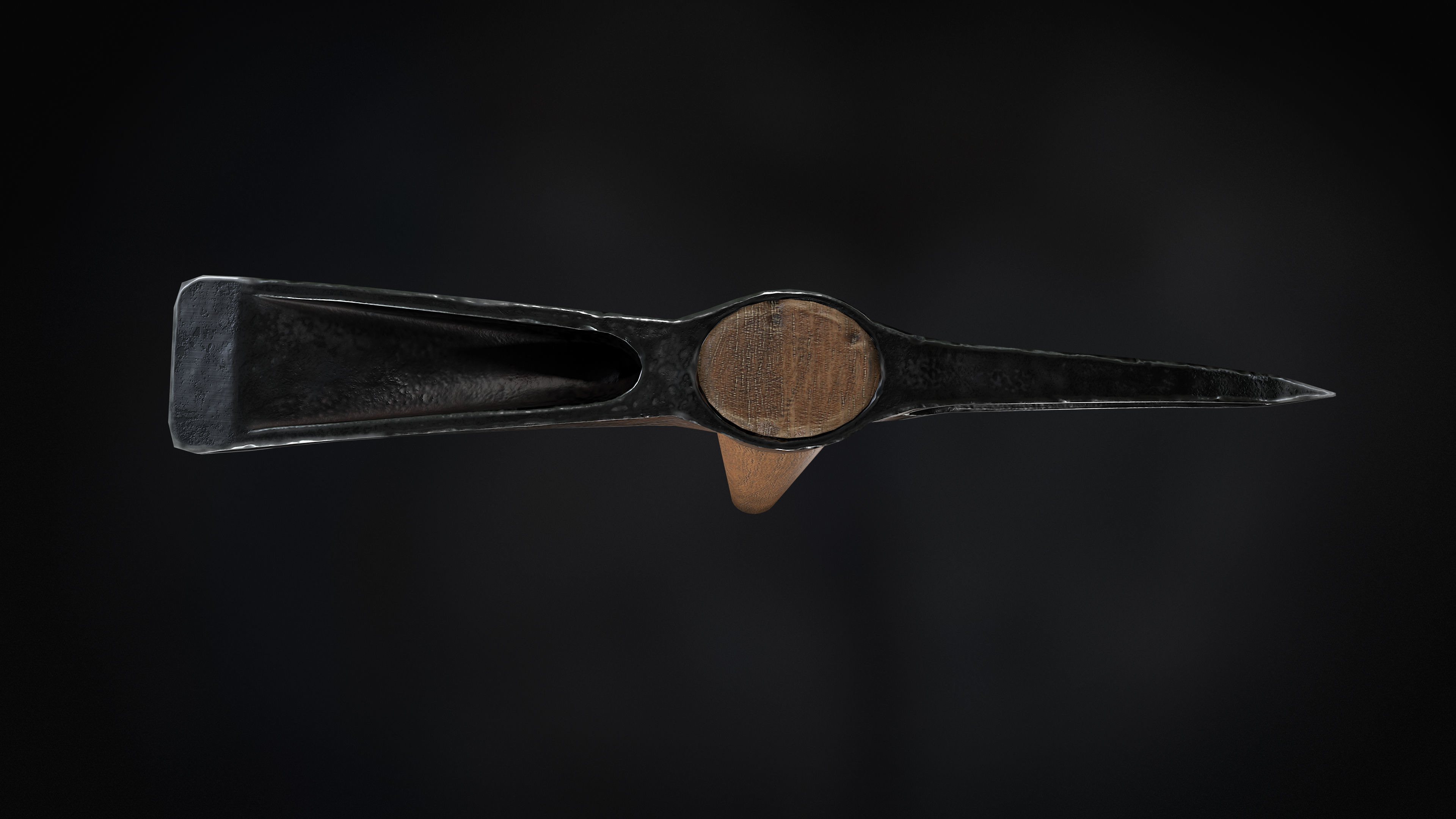 Pickaxe PBR Low-poly 3D model axe with wooden handle Low-poly 3D model_5