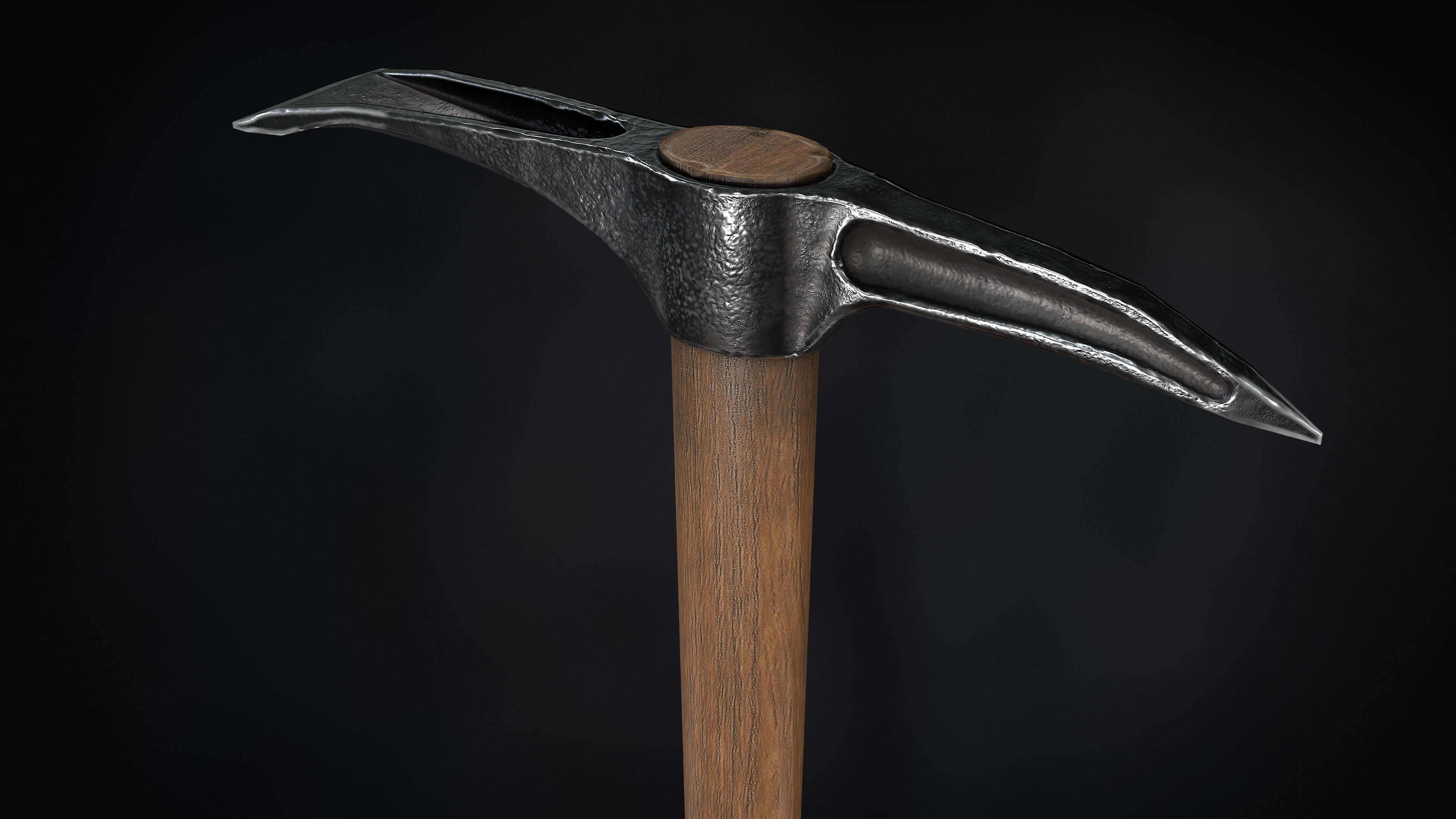 Pickaxe PBR Low-poly 3D model axe with wooden handle Low-poly 3D model_2