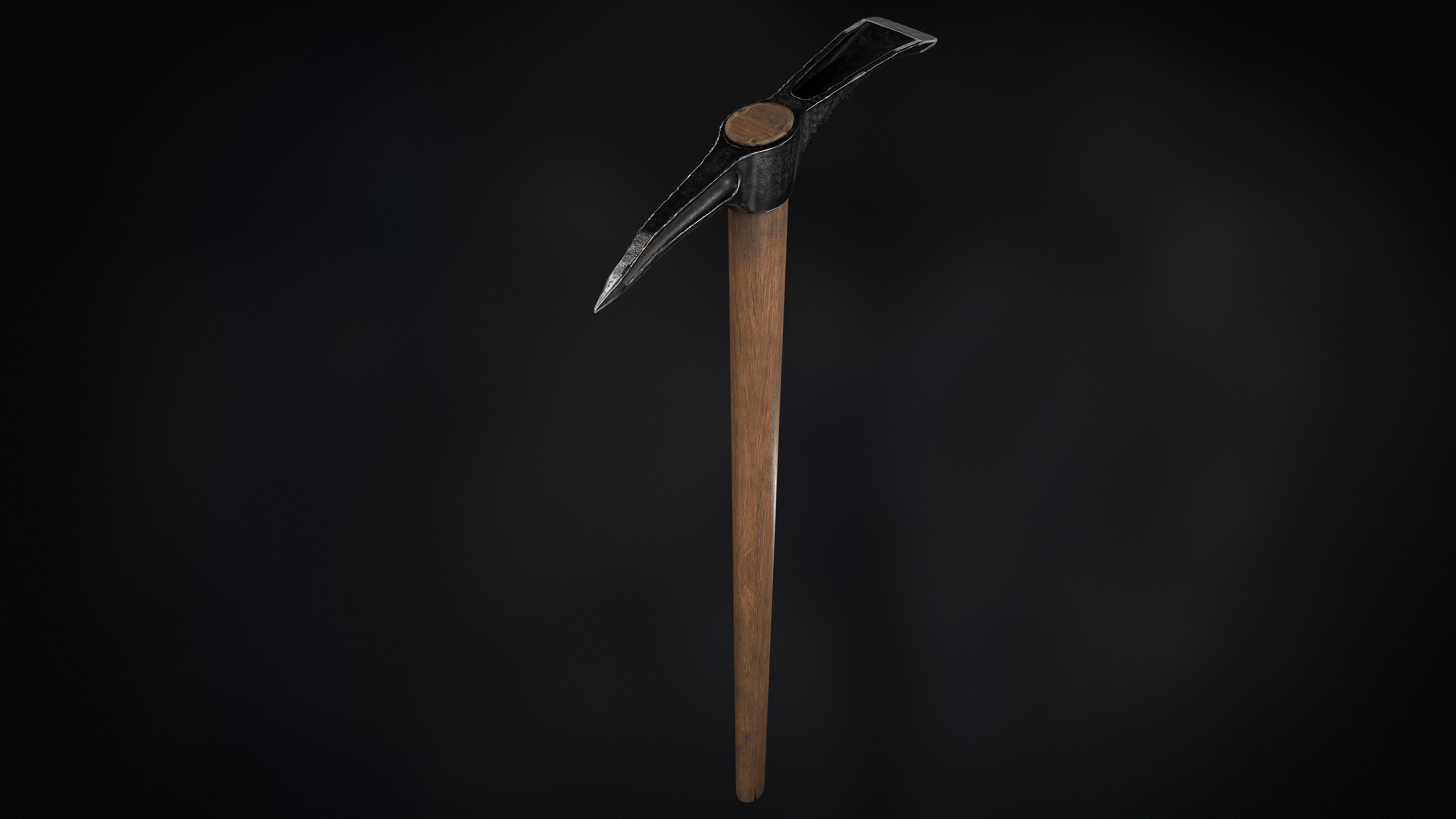 Pickaxe PBR Low-poly 3D model axe with wooden handle Low-poly 3D model_1