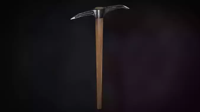 Pickaxe PBR Low-poly 3D model axe with wooden handle