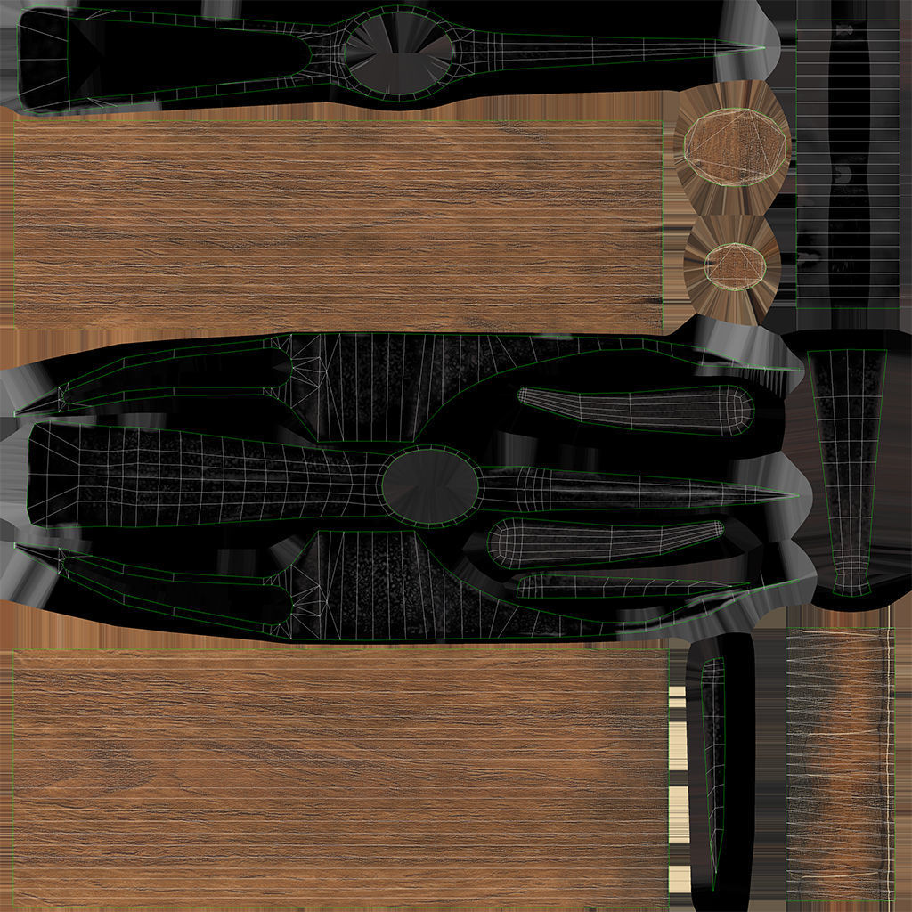 Pickaxe PBR Low-poly 3D model axe with wooden handle Low-poly 3D model_9