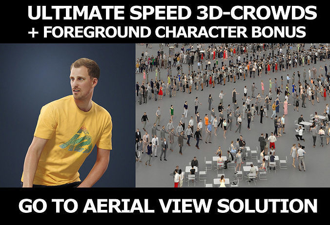 Man crowds and a foreground Mistery football sports man  3D Model Collection