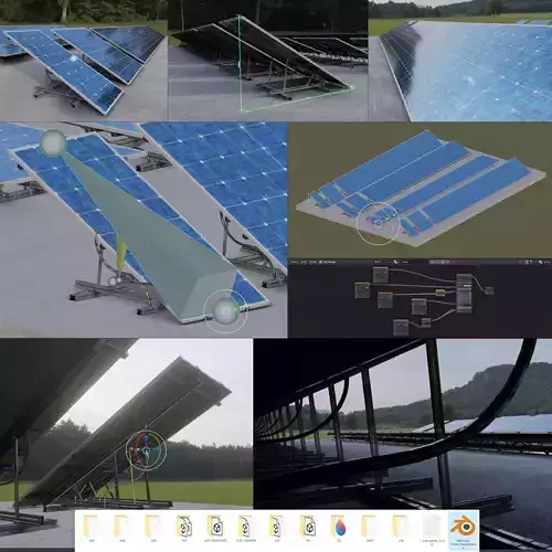 Solar Panels Rigged - New Versions Low-poly 3D model