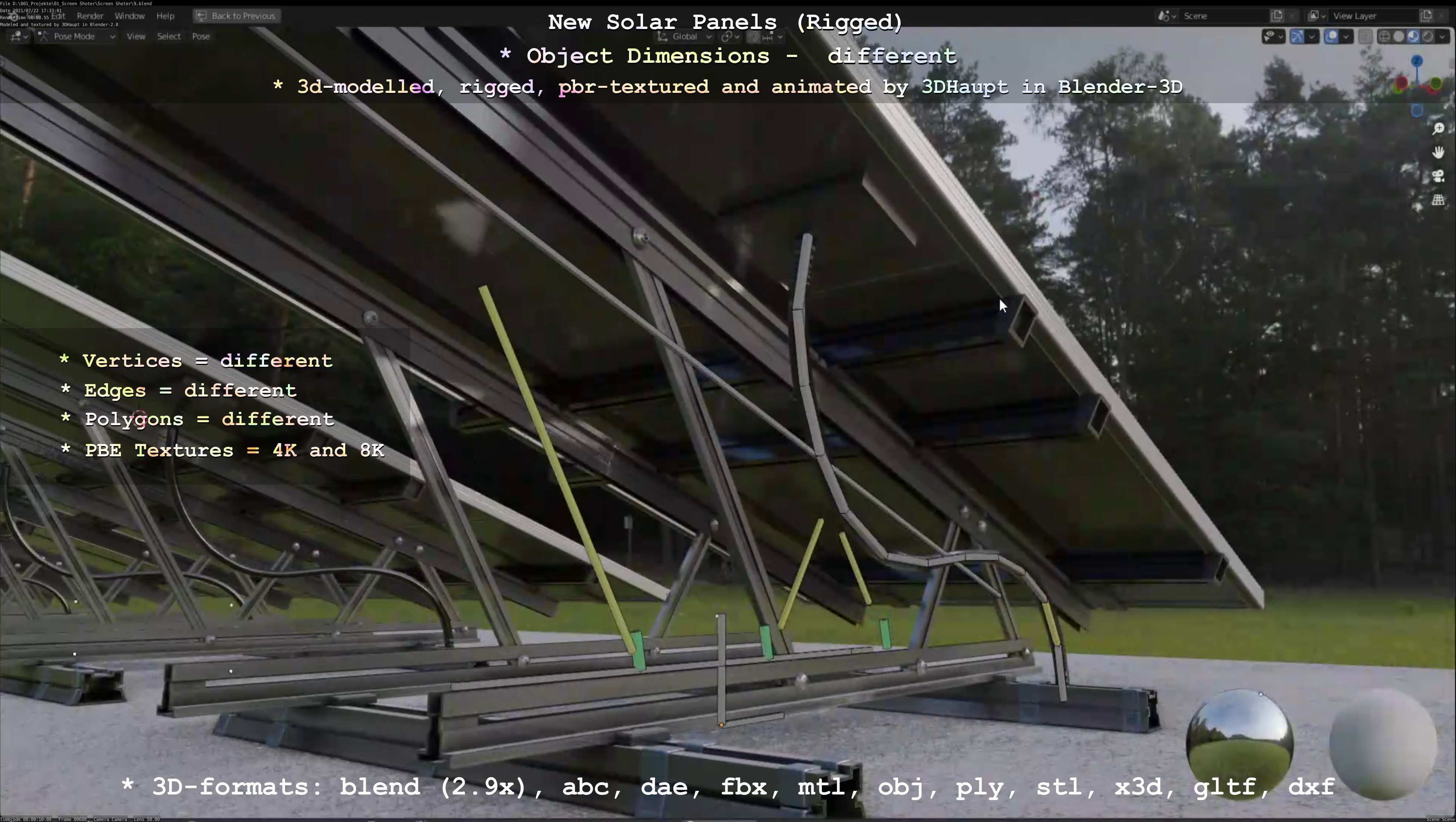 Solar Panels Rigged - New Versions Low-poly 3D model_30