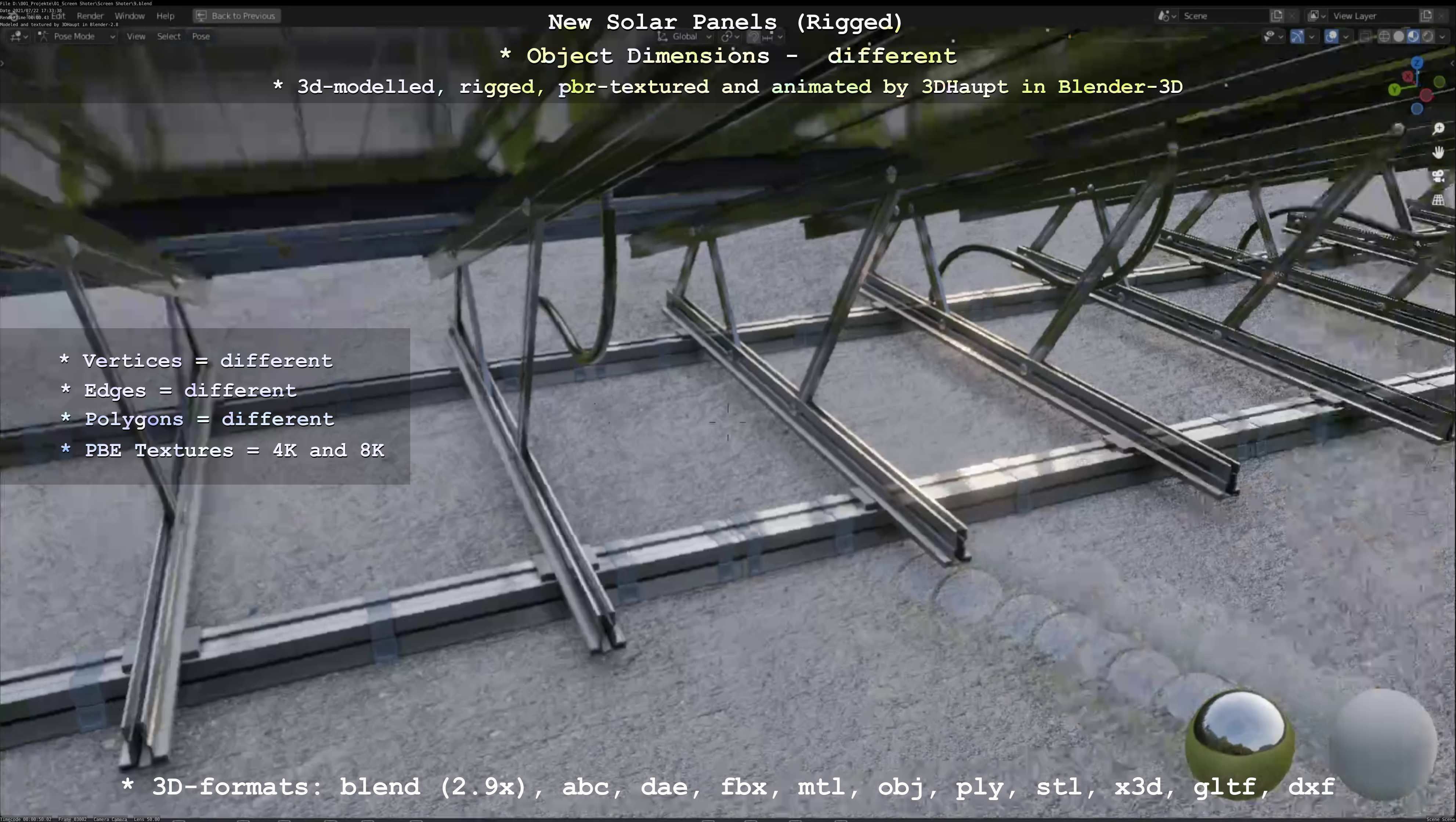 Solar Panels Rigged - New Versions Low-poly 3D model_91