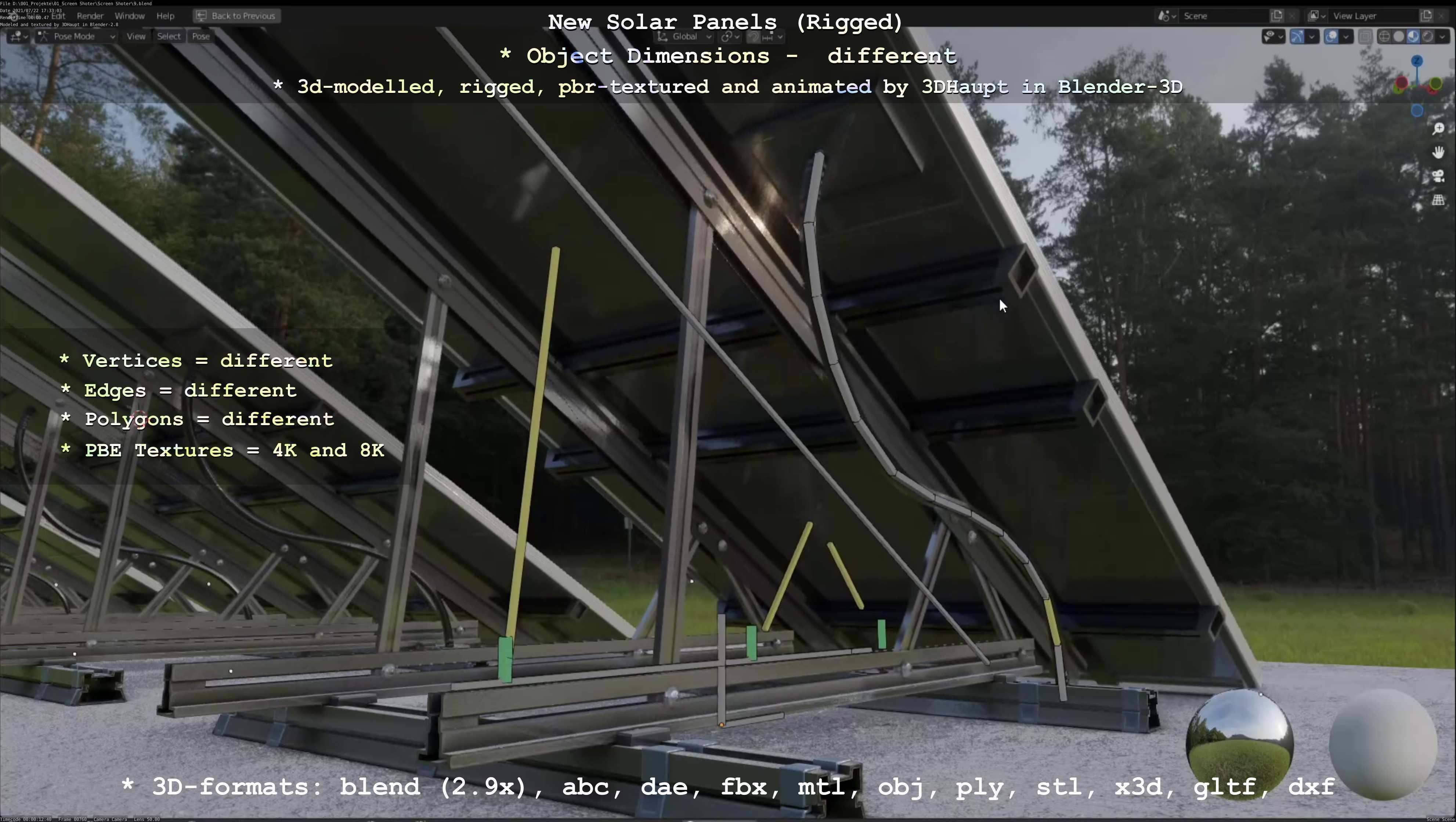 Solar Panels Rigged - New Versions Low-poly 3D model_60