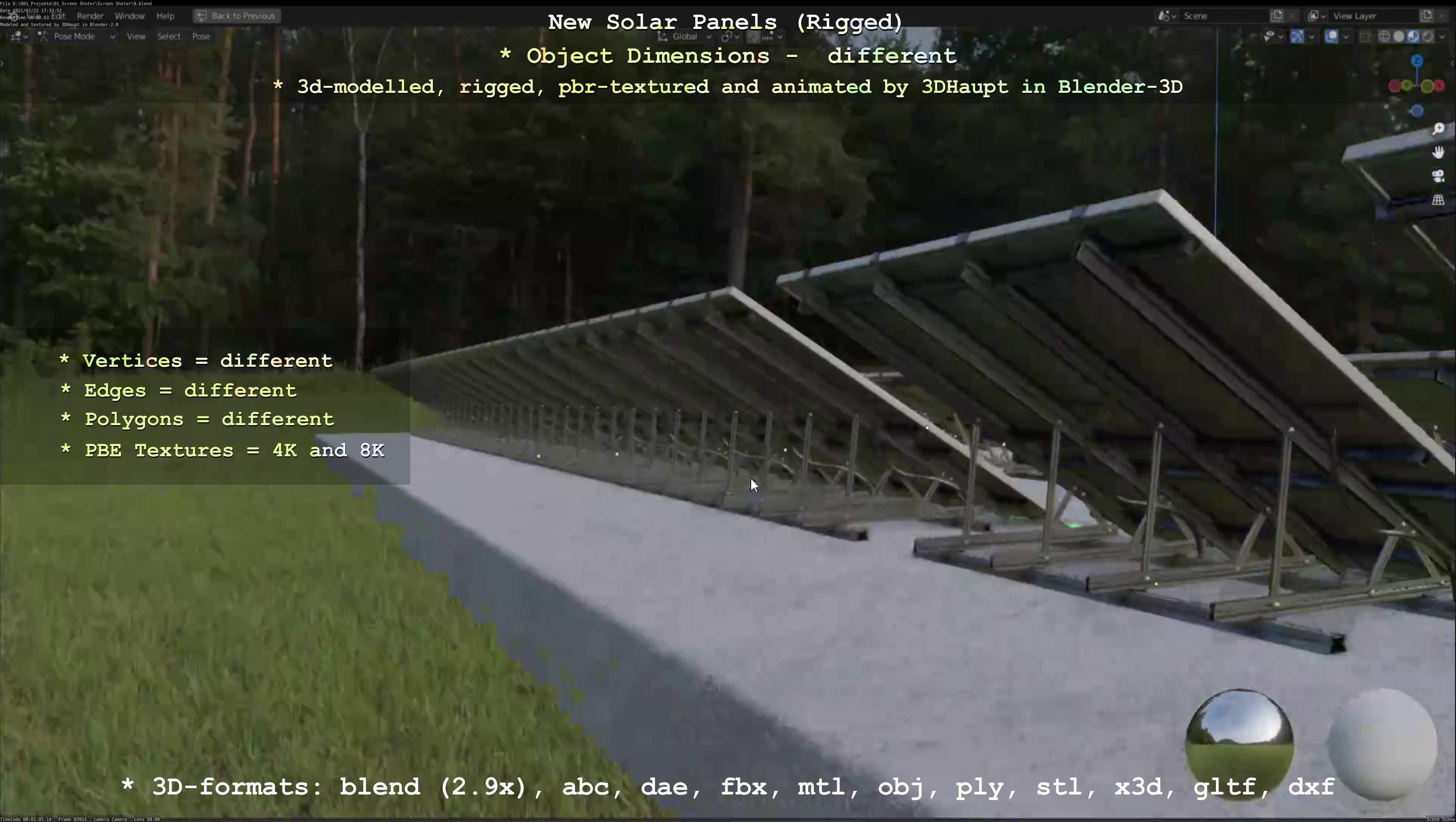 Solar Panels Rigged - New Versions Low-poly 3D model_99