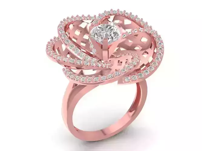 Elegant Floral Spiral Diamond Ring for Women 1478