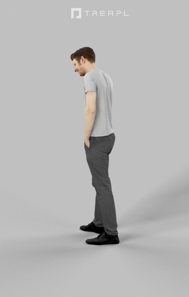 3d crowds and a foreground Jayne phone walking casual man  3D Model Collection_14