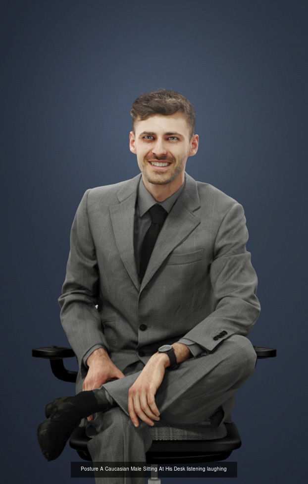 3d people crowds and a foreground Posture sitting business man 3D Model Collection_1