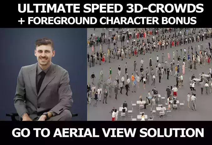 3d people crowds and a foreground Posture sitting business man 3D Model Collection