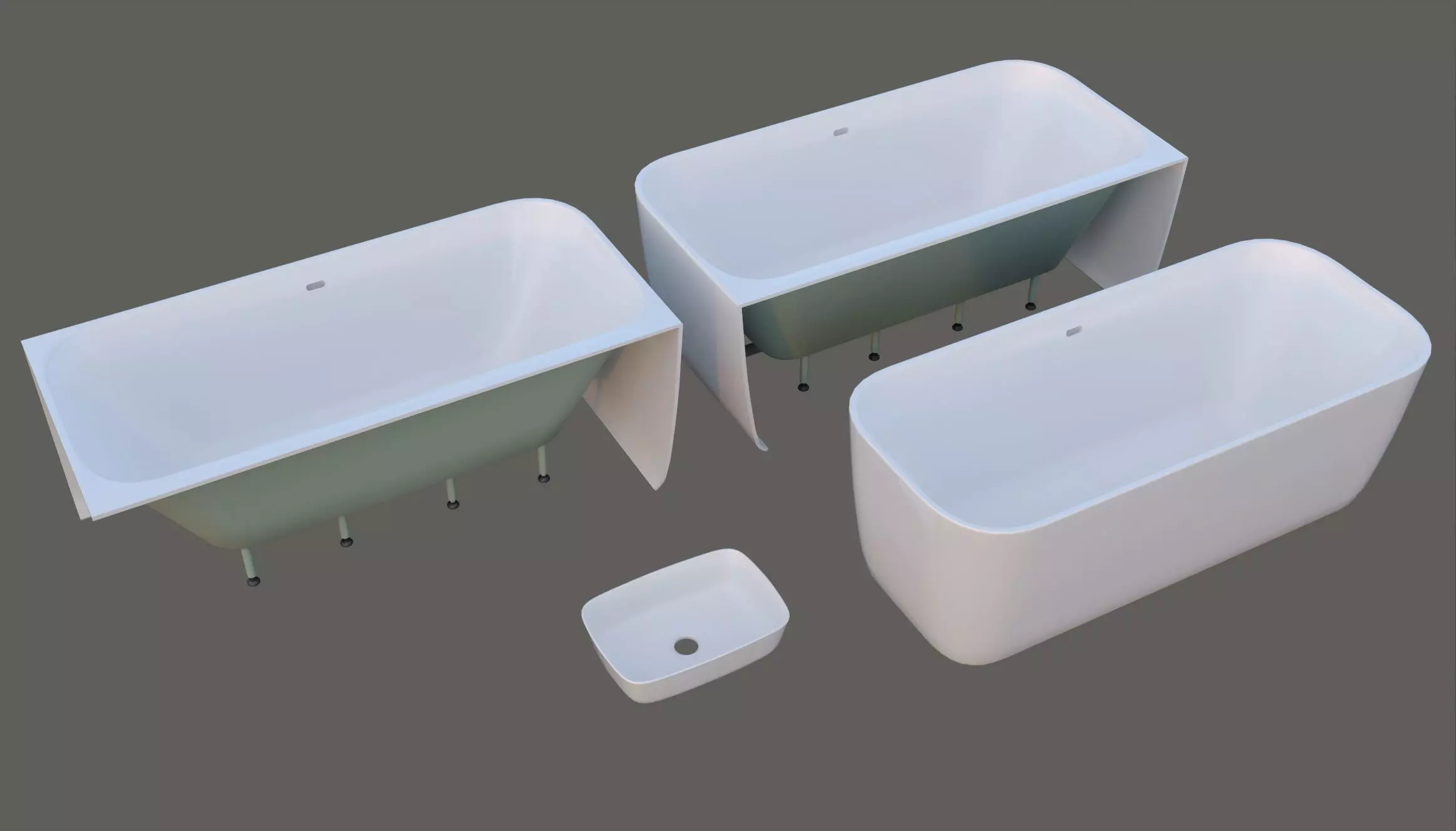 Bathtubs and sink model 3D model_0