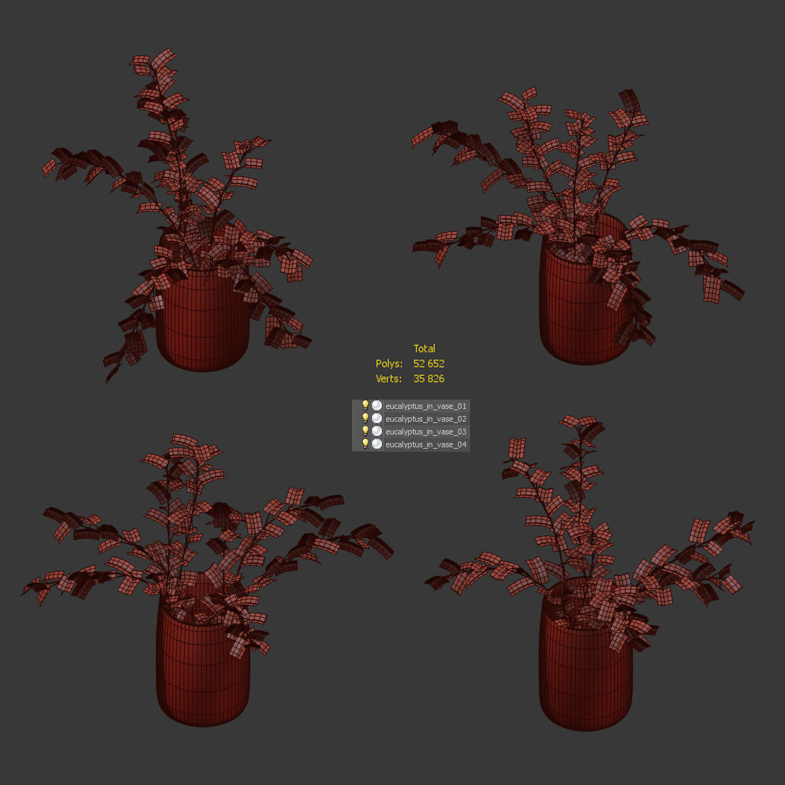 Eucalyptus in a vase - 4 models 3D model_4