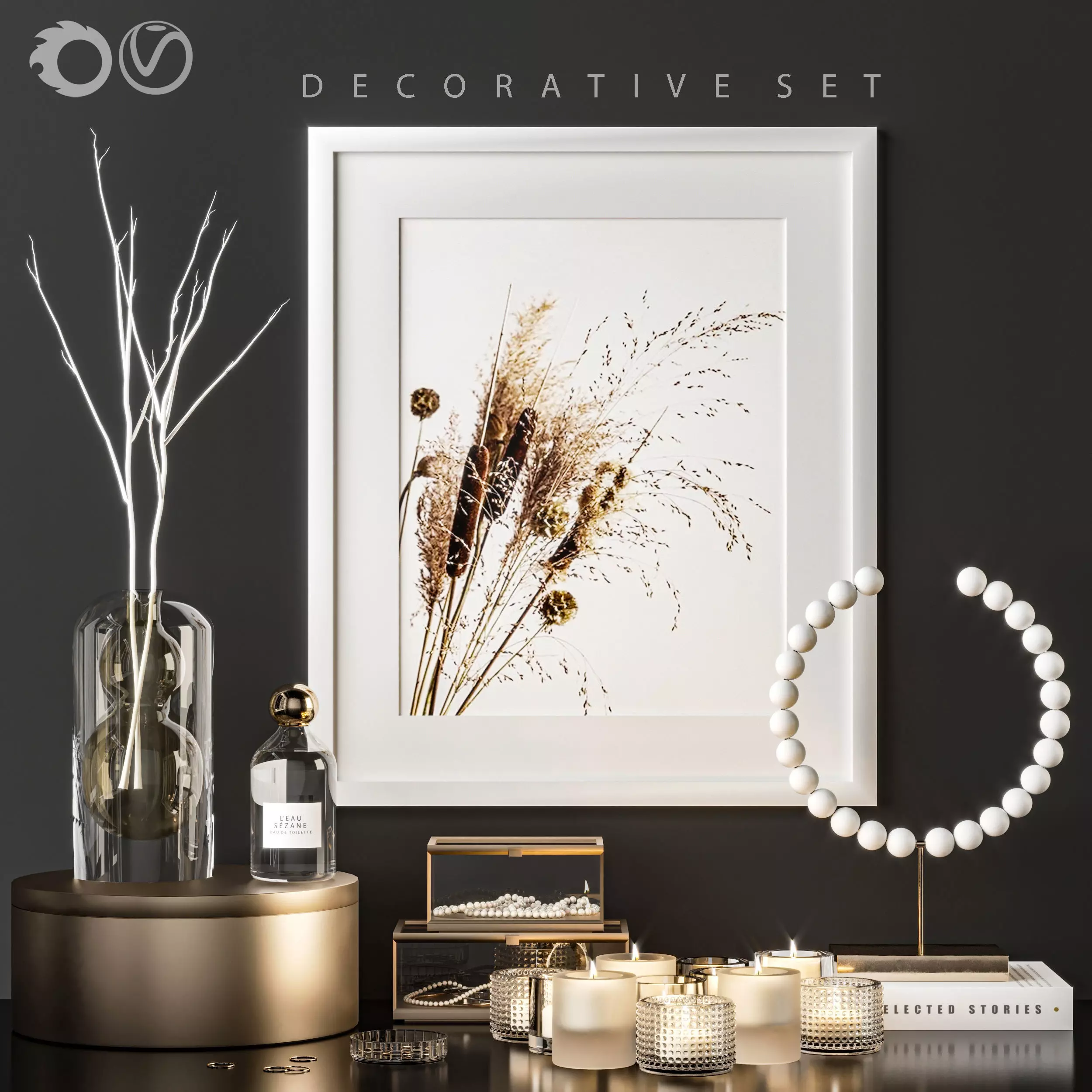 Decorative set 3D model_0