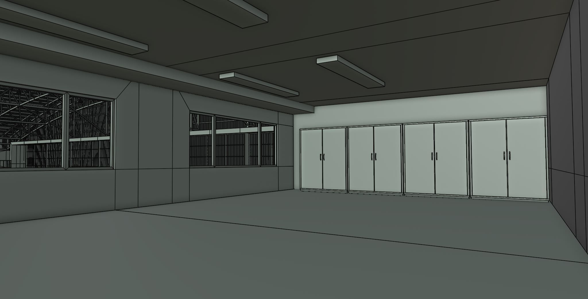 Airplane Hangar Interior 8b Low-poly 3D model_27