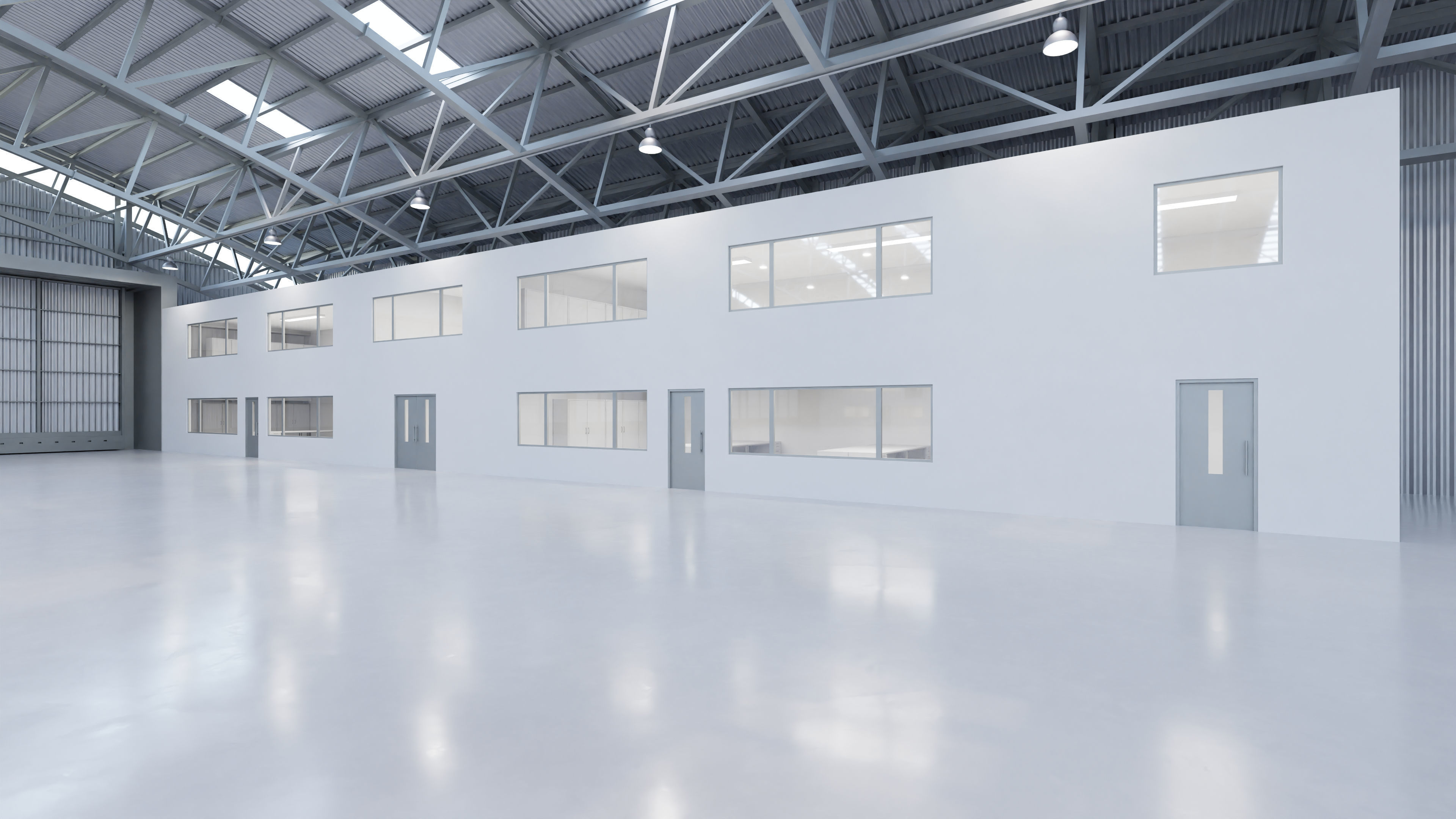 Airplane Hangar Interior 8b Low-poly 3D model_2