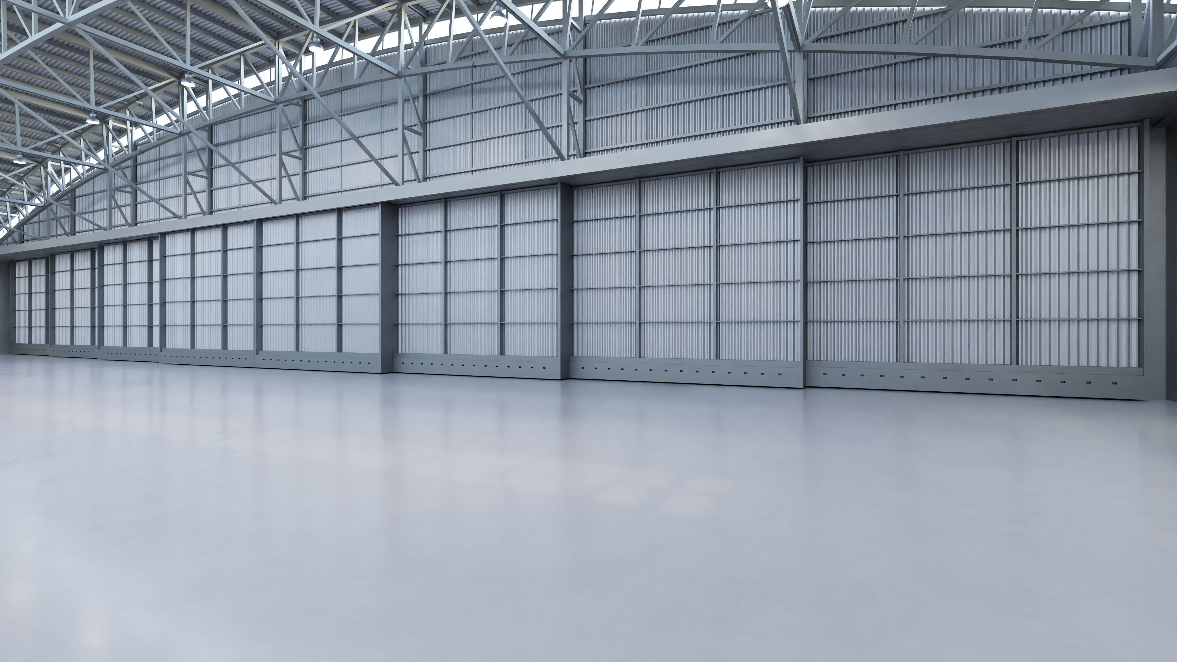 Airplane Hangar Interior 8b Low-poly 3D model_3