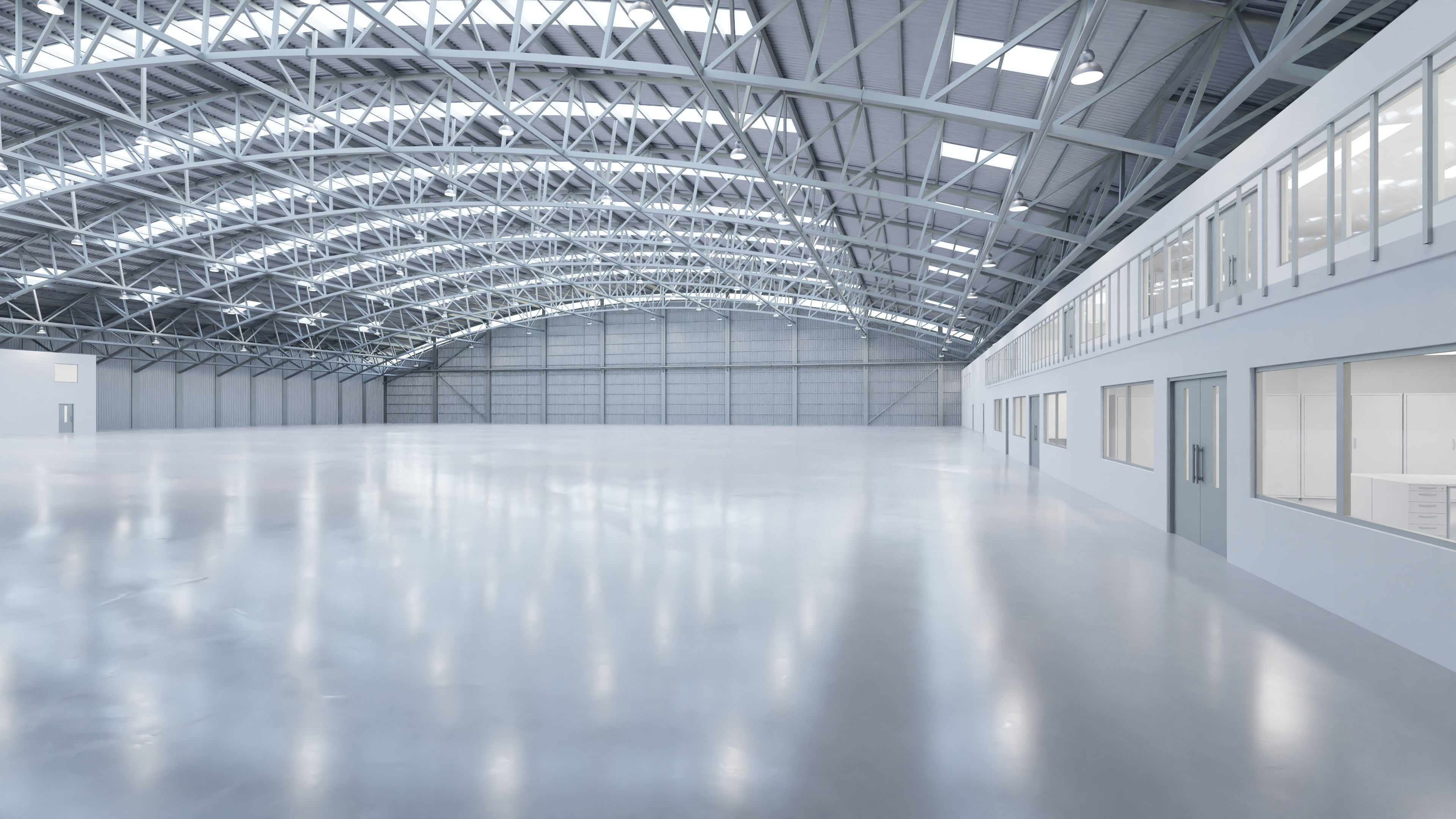 Airplane Hangar Interior 8b Low-poly 3D model_7