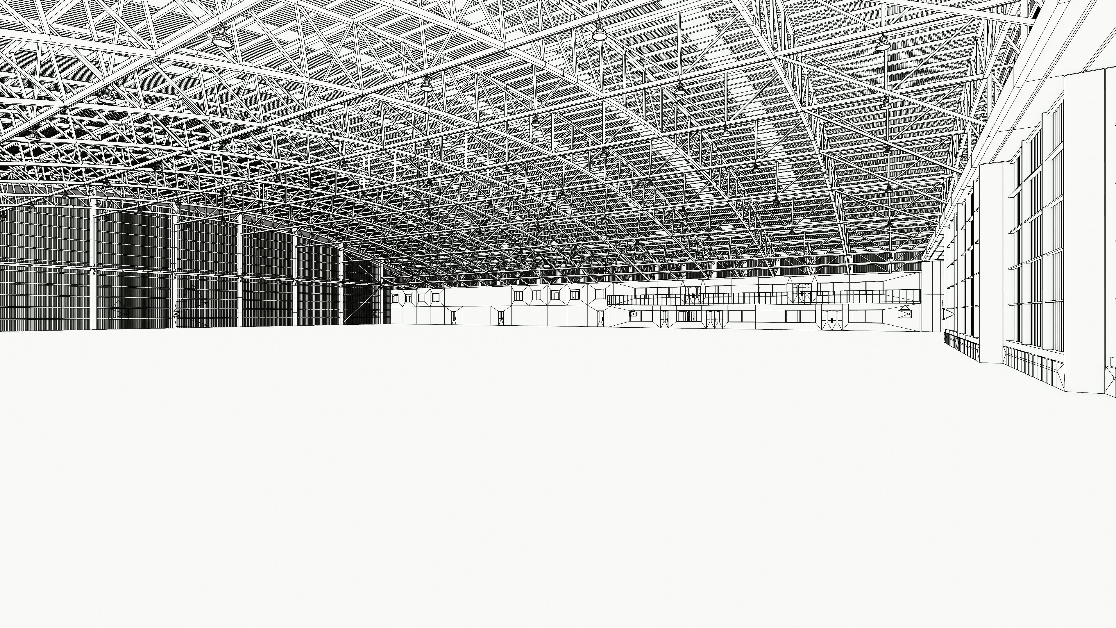 Airplane Hangar Interior 8b Low-poly 3D model_14