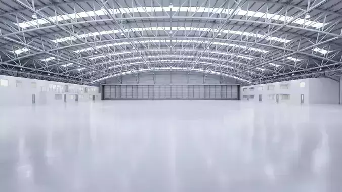 Airplane Hangar Interior 8b Low-poly 3D model