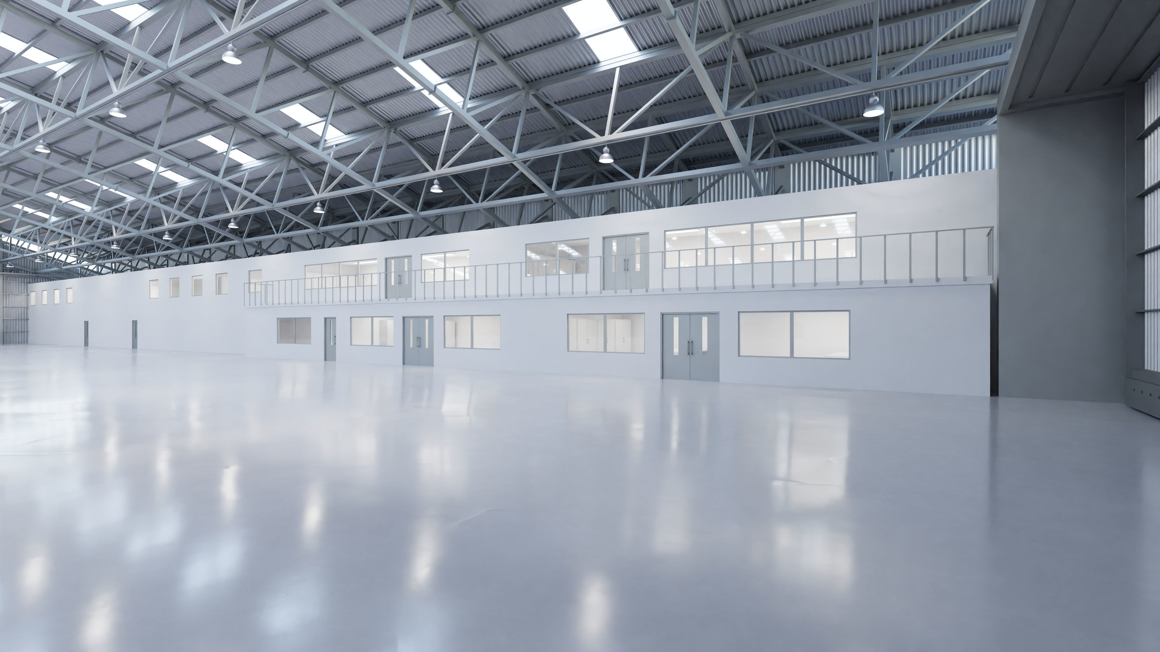 Airplane Hangar Interior 8b Low-poly 3D model_6