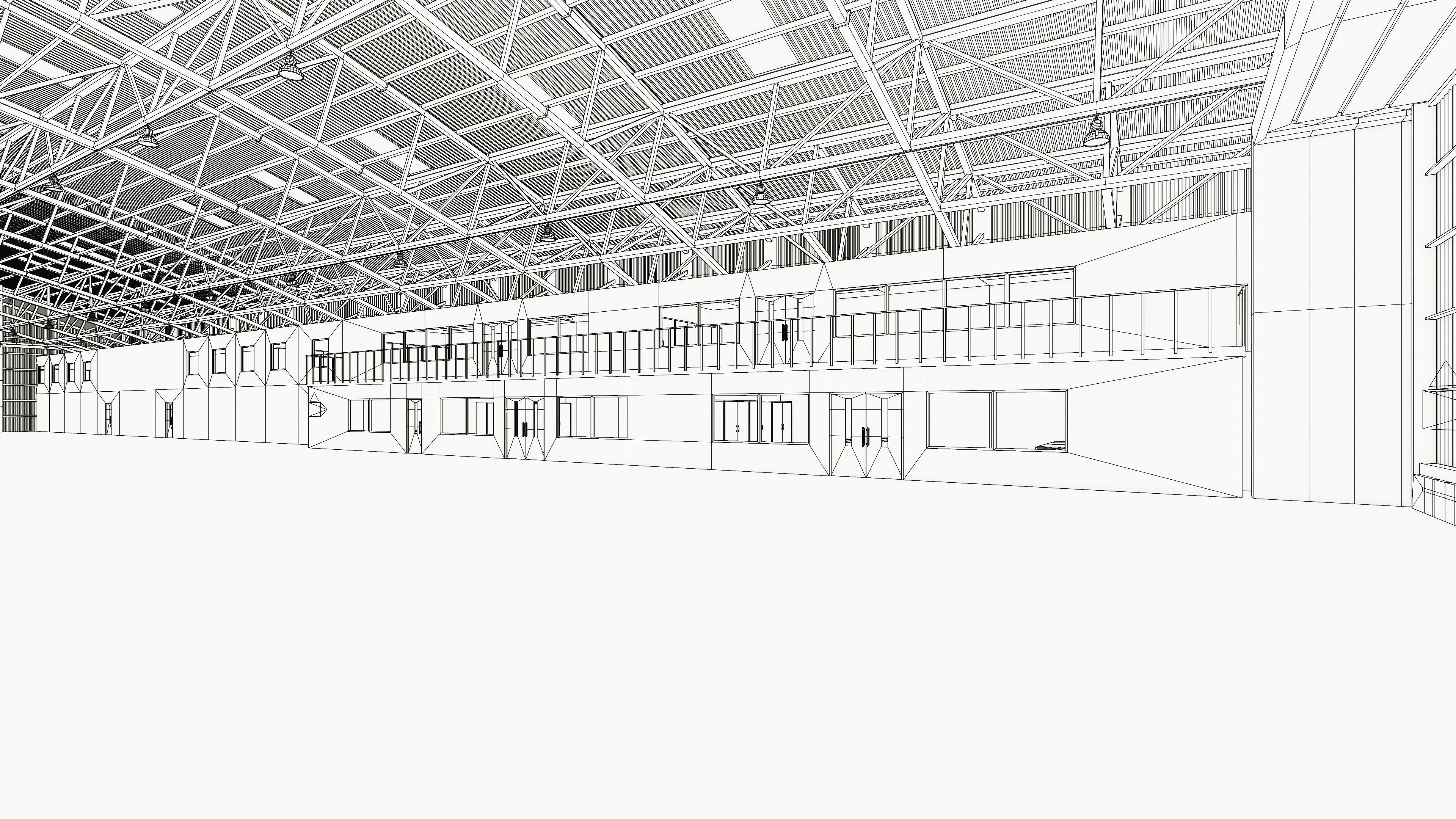 Airplane Hangar Interior 8b Low-poly 3D model_16
