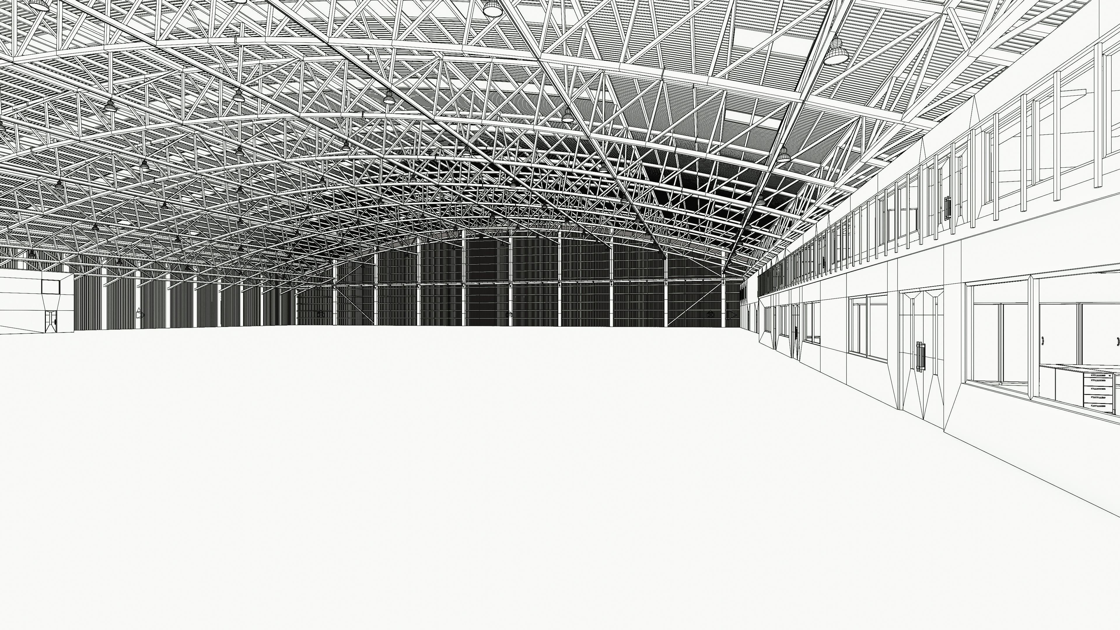 Airplane Hangar Interior 8b Low-poly 3D model_17