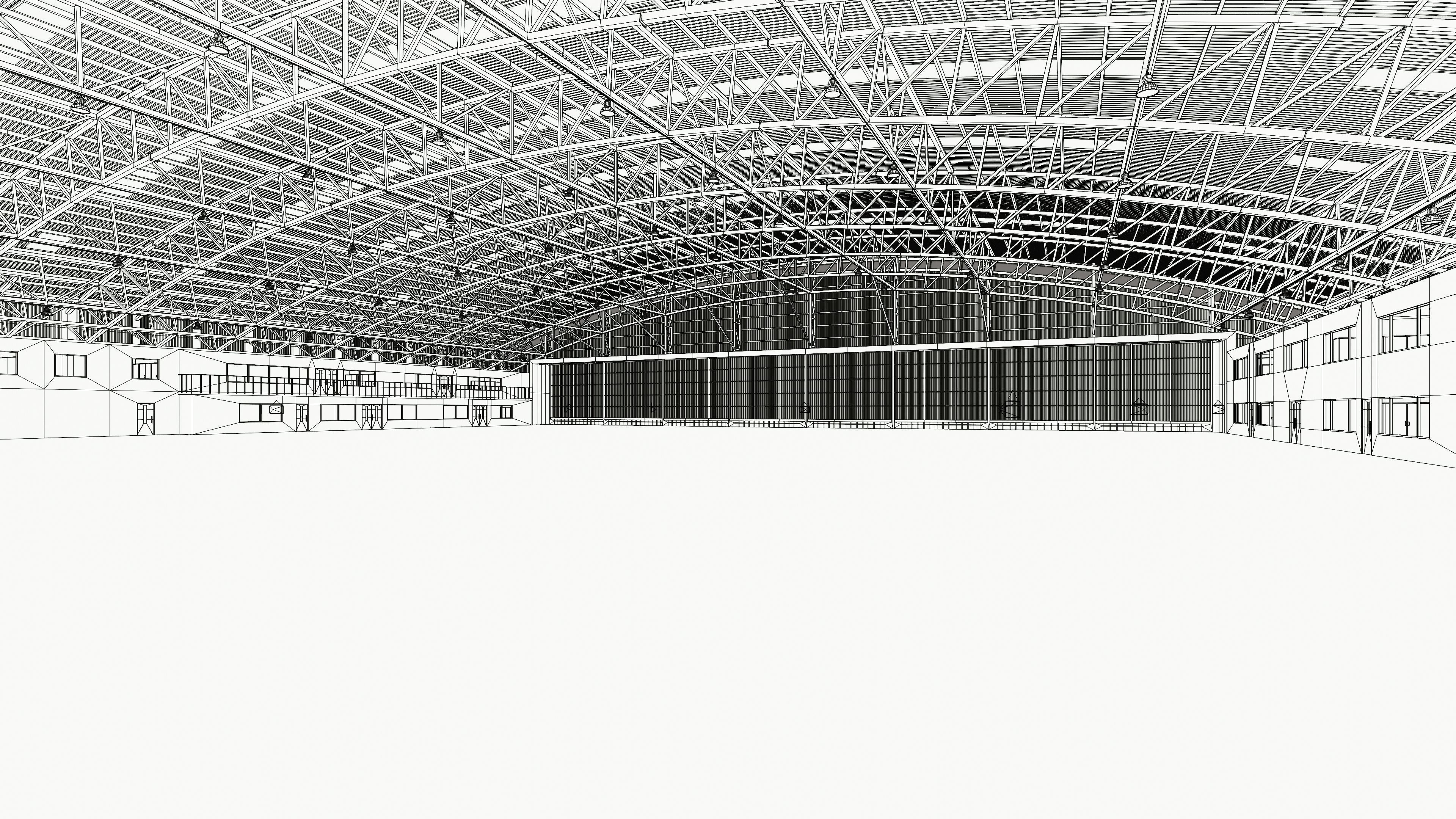 Airplane Hangar Interior 8b Low-poly 3D model_11