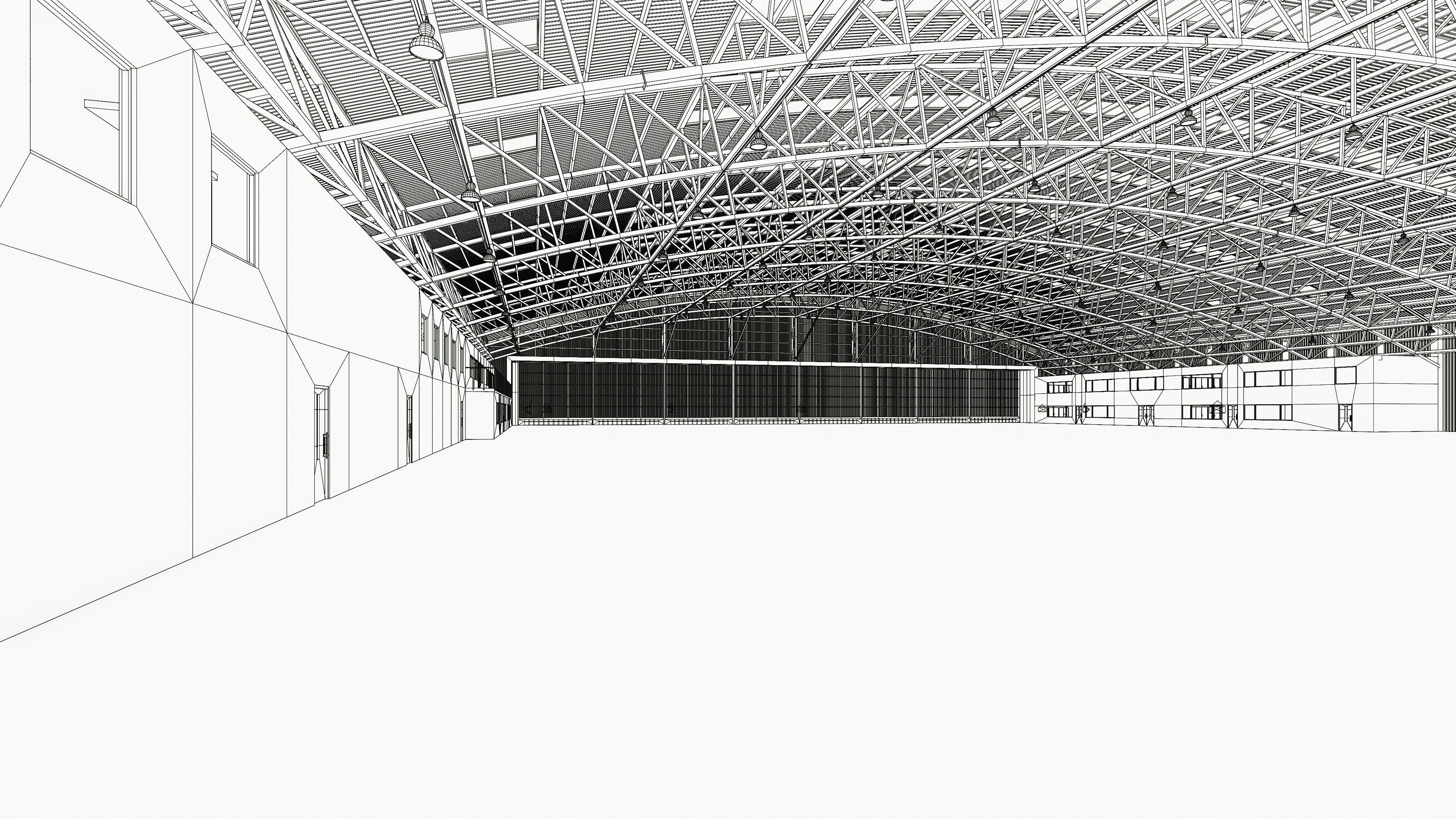 Airplane Hangar Interior 8b Low-poly 3D model_19