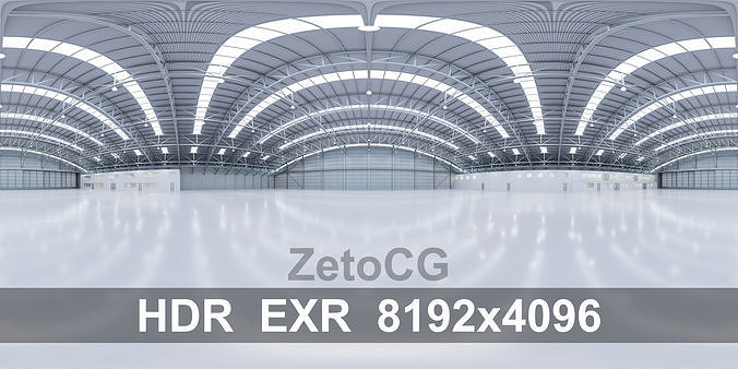 HDRI - Airplane Hangar Interior 8b - 8192x4096 Texture