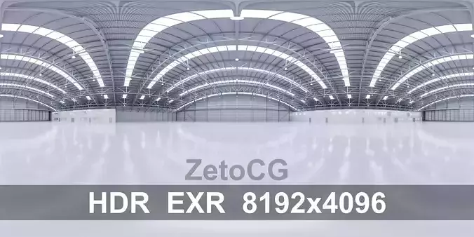 HDRI - Airplane Hangar Interior 8b - 8192x4096 Texture