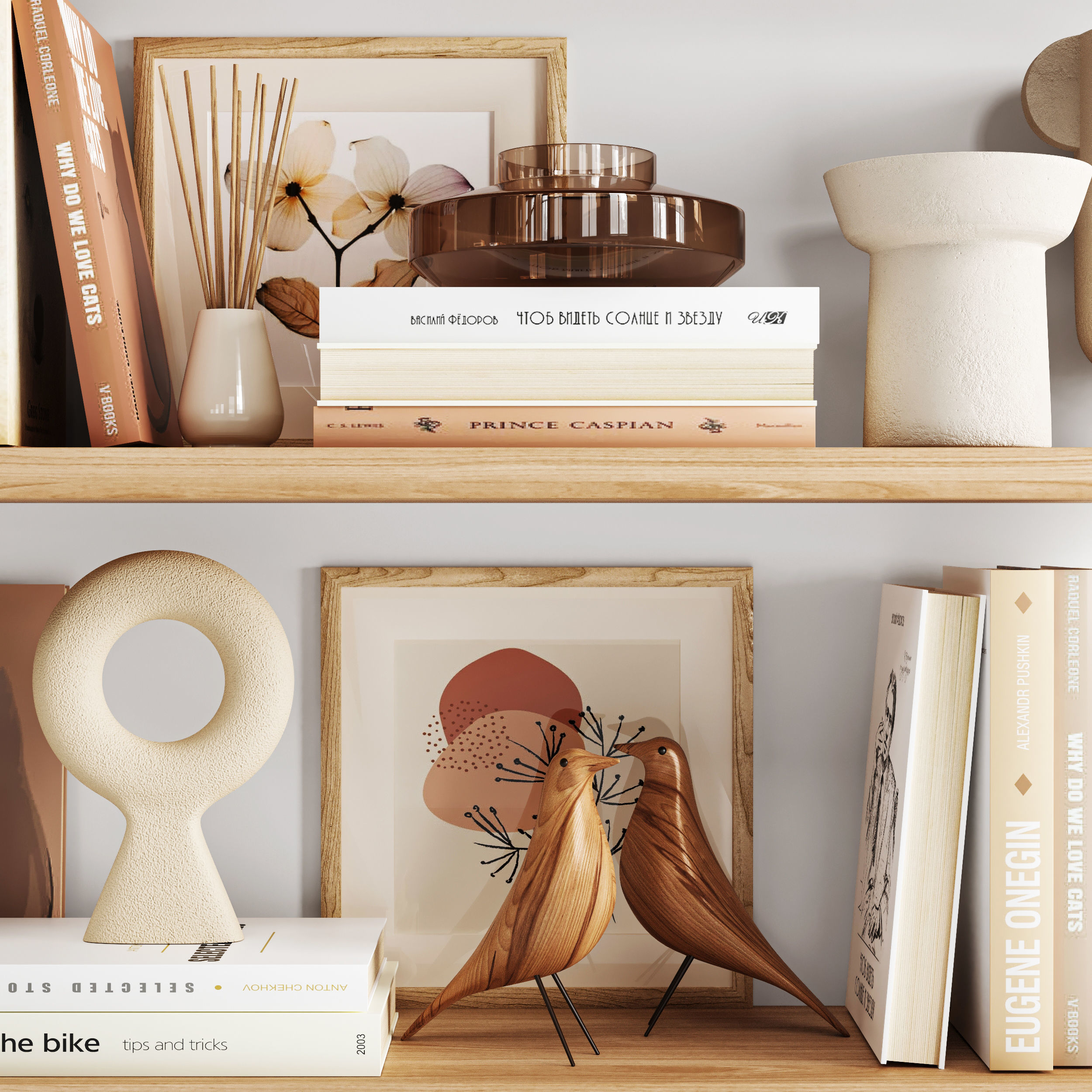 Decorative set bookshelf decor 3D model_2