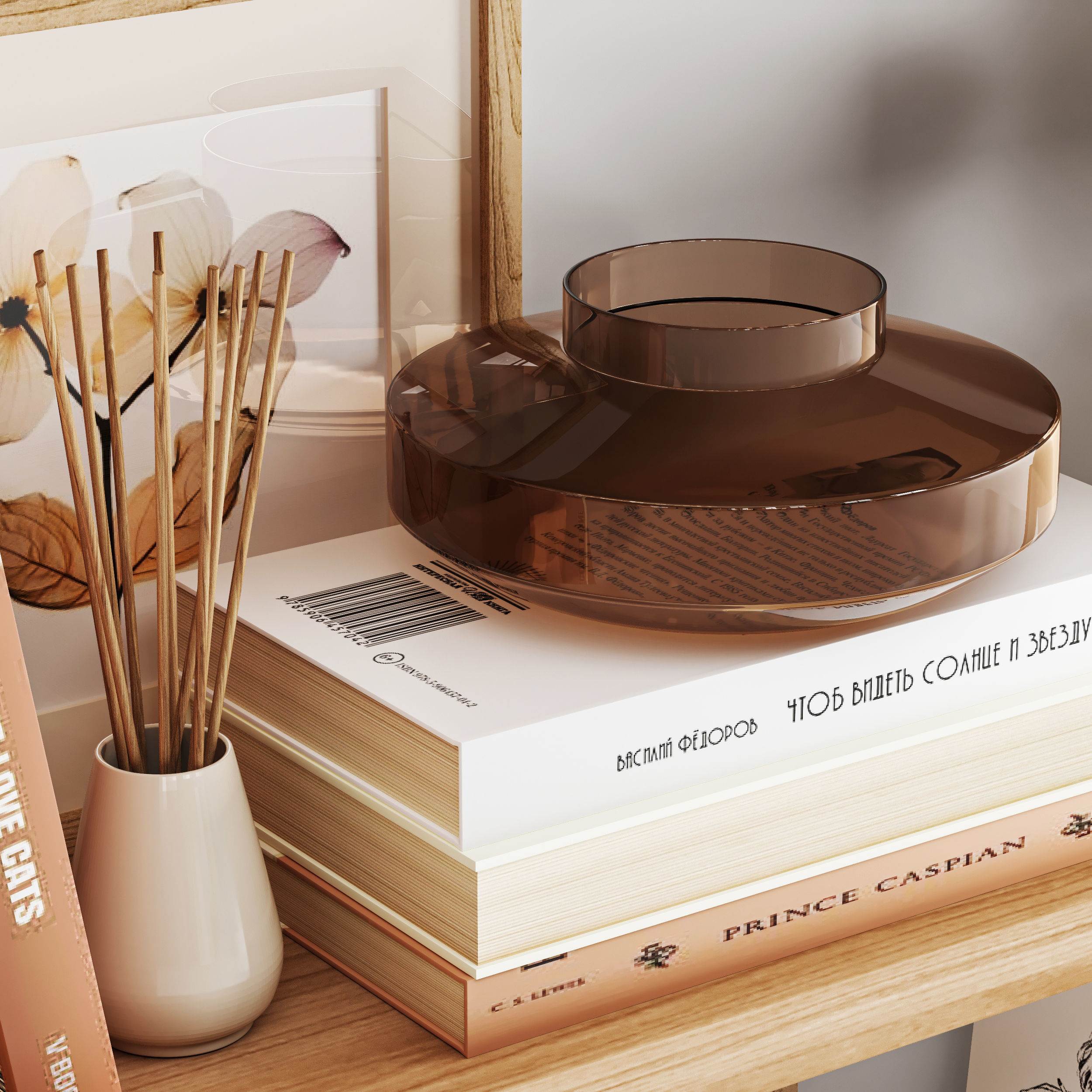 Decorative set bookshelf decor 3D model_3