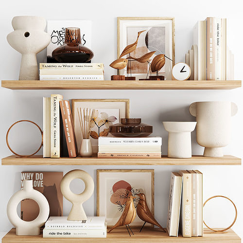 Decorative set bookshelf decor 3D model