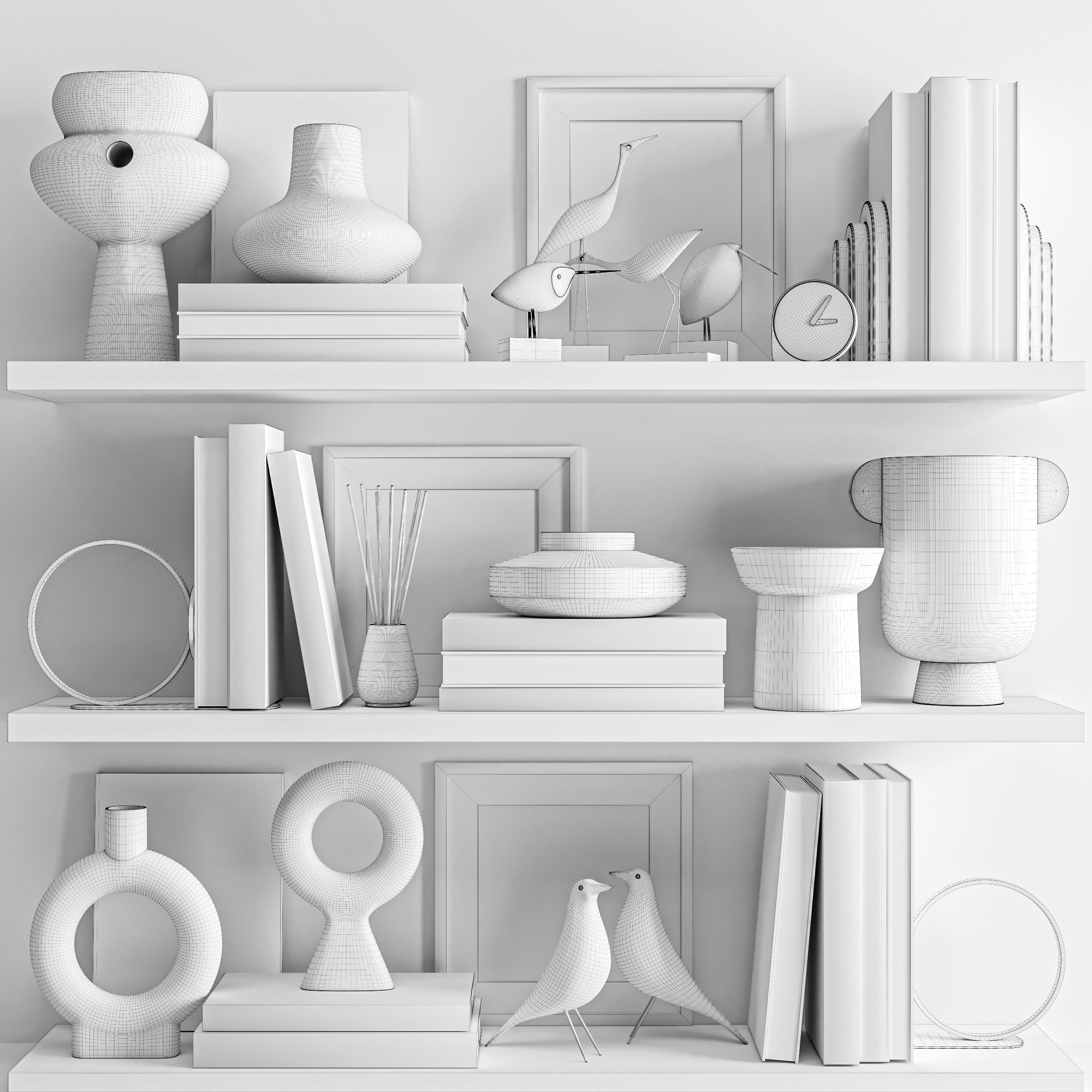 Decorative set bookshelf decor 3D model_4