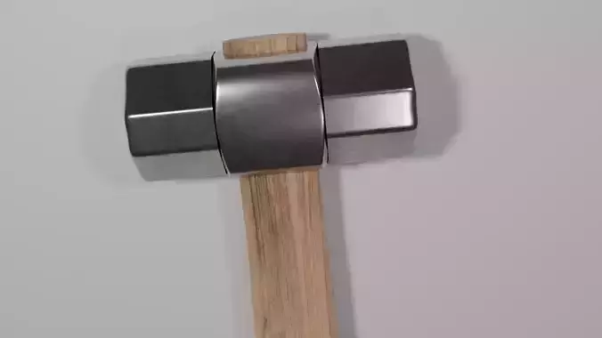 Hammer 3d model low poly with wooden handle